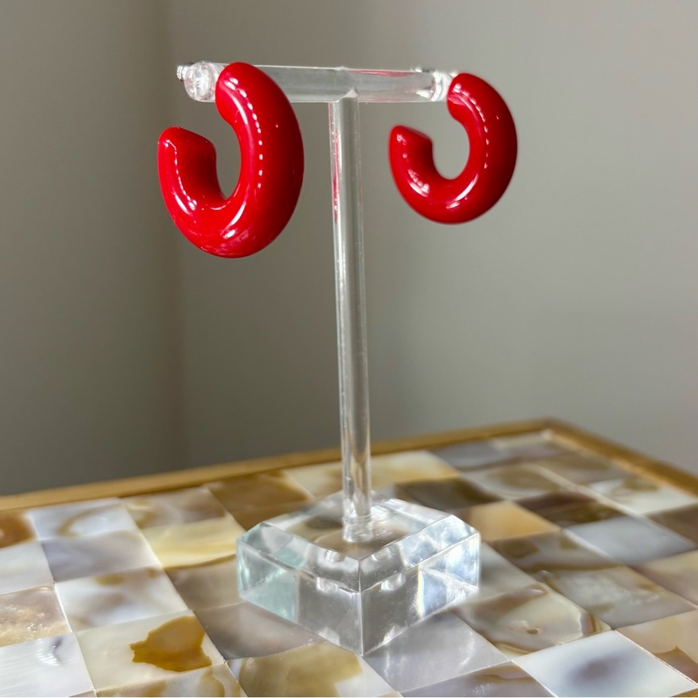 Red Hoop Earrings